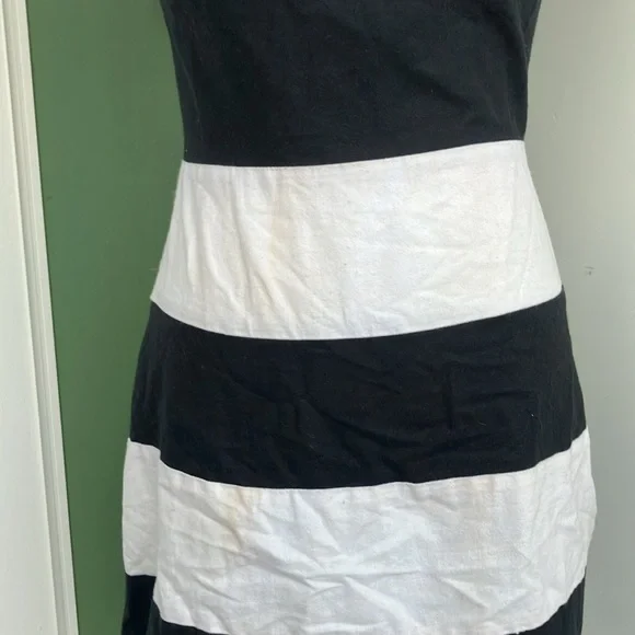 Vintage 80s Black and White Striped Mini Dress - Picture 2 of 8